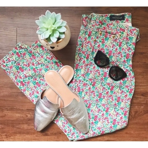 J Crew Sz 26 Toothpick Crop Floral Print Jean Liberty Bloom Emma Georgina Spring - Picture 2 of 14
